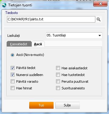 tietue numero int Laskunumero.