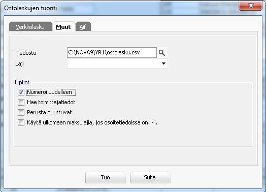 7.2.4 Tyyppi3: maksuera 3 smallint Rivin tyyppi.
