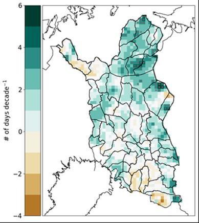 Miten kesän sääolot ovat muuttuneet poronhoitoalueella jaksolla 1981-2010?