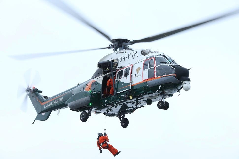Kokonaisturvallisuusmessut 2018 rajavartiolaitoksen helikopteri toimintanäytöksessä.
