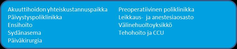 Hoitotyö on jaettu seitsemään palvelualueeseen.