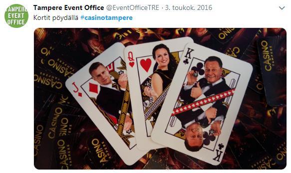 Kuva 3.12 Tampereen kaupunki toteutti Casino-hankkeen hakuvaiheen viestinnän käyttämällä ainoastaan Twitteriä. 3.3.4 Häiriötilanneviestintä Häiriötilanteet ja vesikatkokset ovat osa vesihuoltolaitosten arkea.