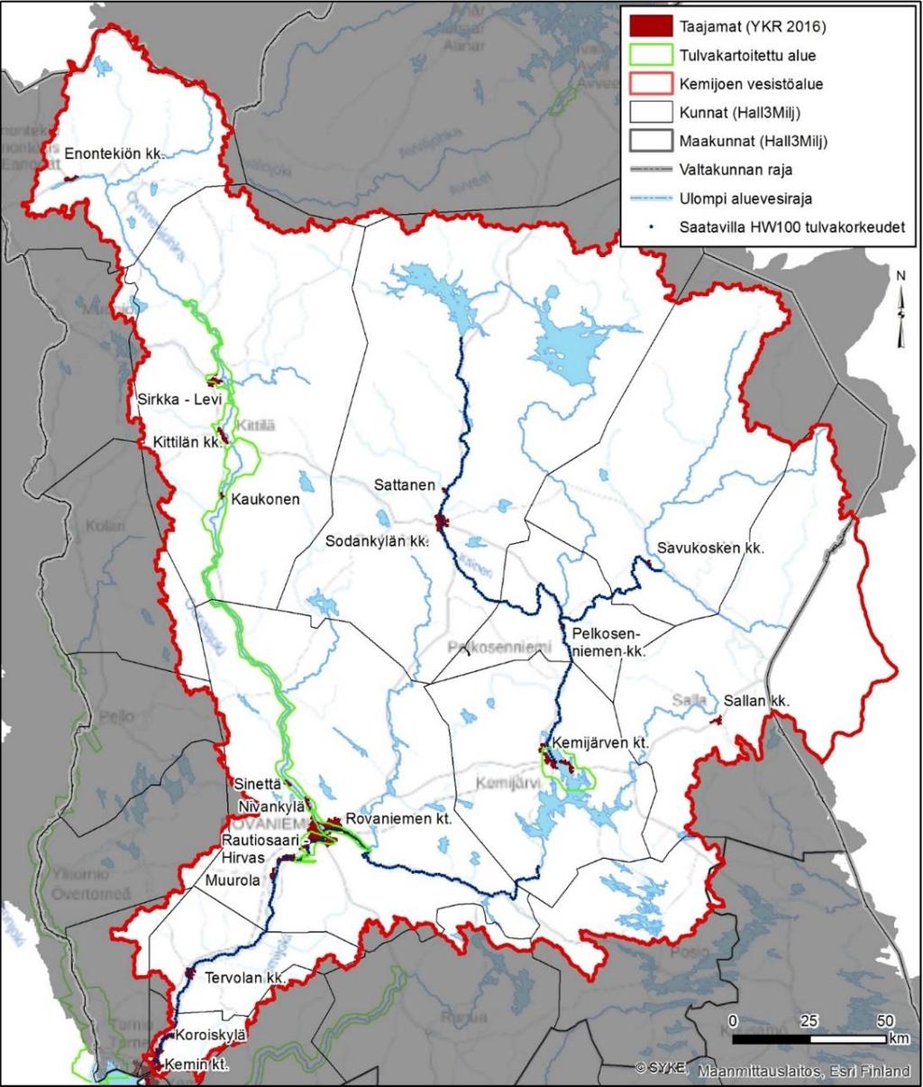 Taajama Enontekiö Kemijärven keskusta Keminmaa Koroiskylä Kittilän kk Sirkka-Levi Kaukonen Pelkosenniemi Salla Savukoski Sodankylä Sattanen Rovaniemi Rautiosaari-Hirvas Muurola