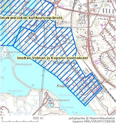 9 (13) Rakennettu ympäristö Kaava-alue kuuluu valtakunnallisesti merkittäviin rakennettuihin kulttuuriympäristöihin (Imatran Viman ja Kuparin asuinalueet, valtakunnallisesti merkittävät rakennetut