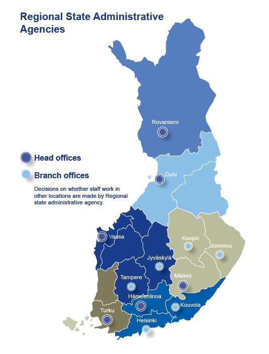 Aluehallintovirastot (AVI) 1. Lapin AVI 2. Pohjois-Suomen AVI 3. Länsi- ja Sisä-Suomen AVI 4.