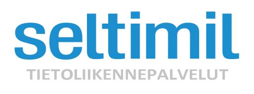 Seltimil Oy 2081710-6 Konttisentie 8 40800 VAAJAKOSKI Toimittaja Nimi Osoite Seltimil Oy Y-tunnus Seltimil Valokuitulaajakaista Liittymäsopimus Puhelinnumero Konttisentie 8, 40800 Vaajakoski