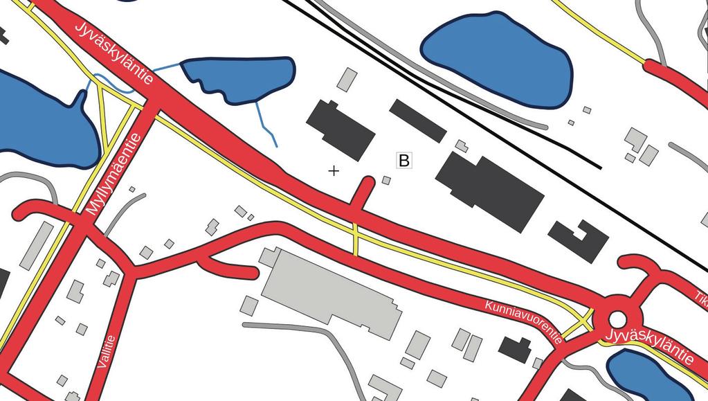 1.3 Nykyinen liikenneverkko ja sen ominaisuudet 1.3.1 Vt 13 ja st 633 liittymä Suunnittelualueella Jyväskyläntie on yksiajoratainen ja nopeusrajoitus on 60 km/h.