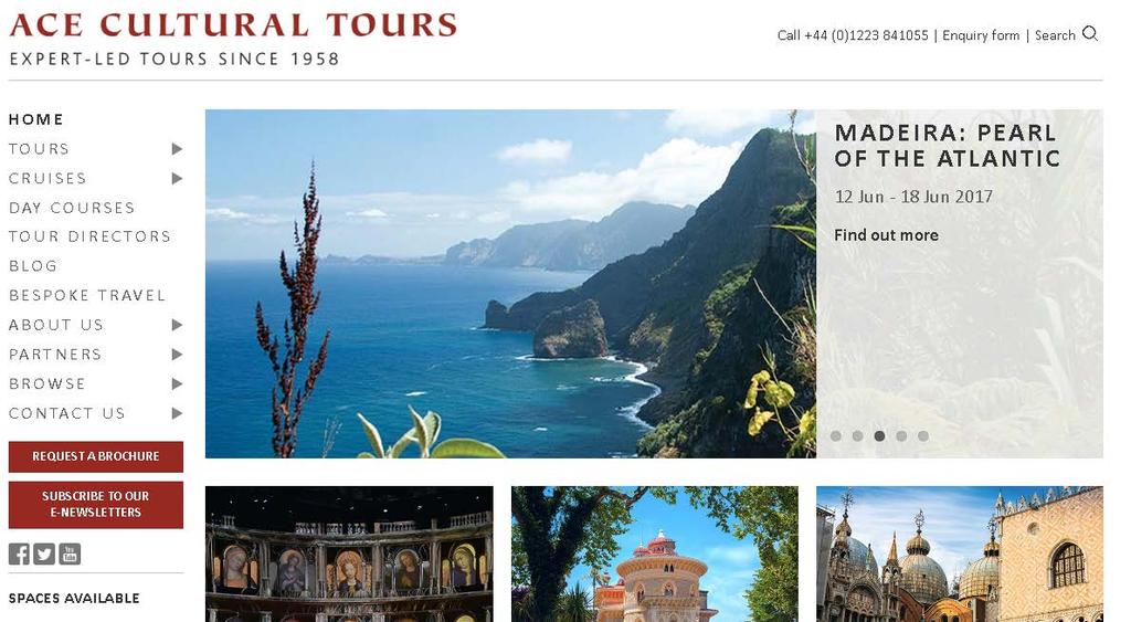 8.2 Ace Cultural Tours 1. Kanavan nimi ACE Cultural Tours www.aceculturaltours.co.uk sos.media, muu teemakohtainen 3. Sivuston kieli Englanti 4. Palvelun ohjaaja The ACE Foundation 5.