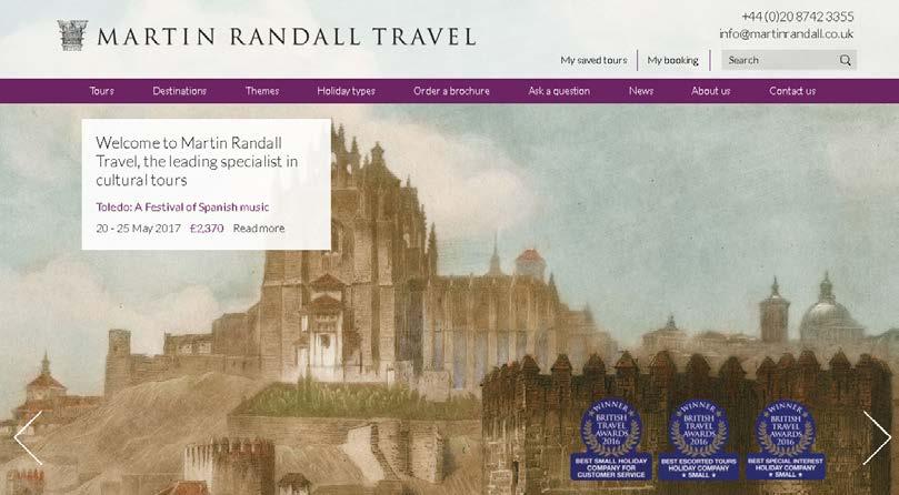 8.7 Martin Randall Travel 1. Kanavan nimi ja URL-osoite Martin Randall Travel https://www.martinrandall.com/ sos. media, muu teemakohtainen 3. Sivuston kieli englanti 4. Palvelun ohjaaja 5.