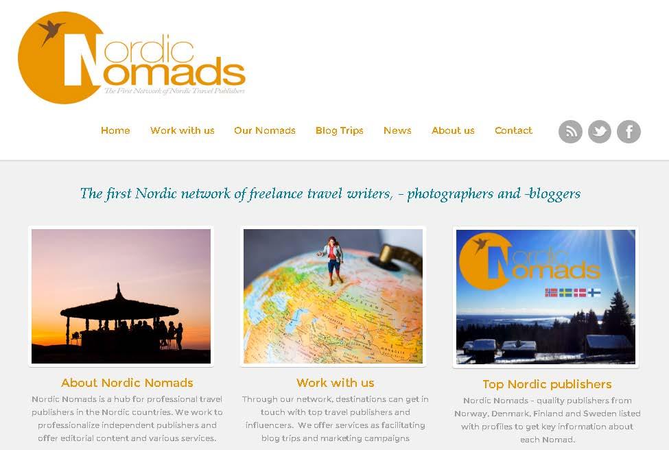 9.4 Nordic Nomads 1. Kanavan nimi ja URL-osoite Nordic Nomads www.nordicnomads.no sos. media, muu teemakohtainen 3. Sivuston kieli Englanti 4. Palvelun ohjaaja Nordic Nomads 5.