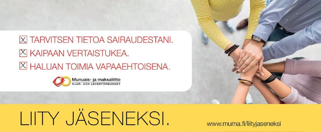 Munuais- ja maksaliitto tukee sairastuneita, elinsiirron saaneita ja heidän läheisiään. Jäsenyhdistyksissä voit tavata muita saman kokeneita.