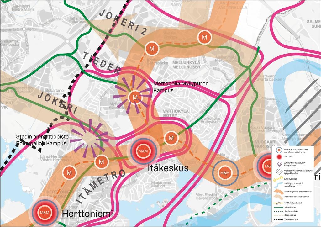 Myllypuro 150 pyöräpysäköintipaikan parantaminen, kesä 2020 (HKL) Vetovoimakohteita: - Uudistunut ostoskeskuksen kortteli - Metropolia - Liikuntamylly ja liikuntapuisto - Puu-Myllypuro Suunnitteilla