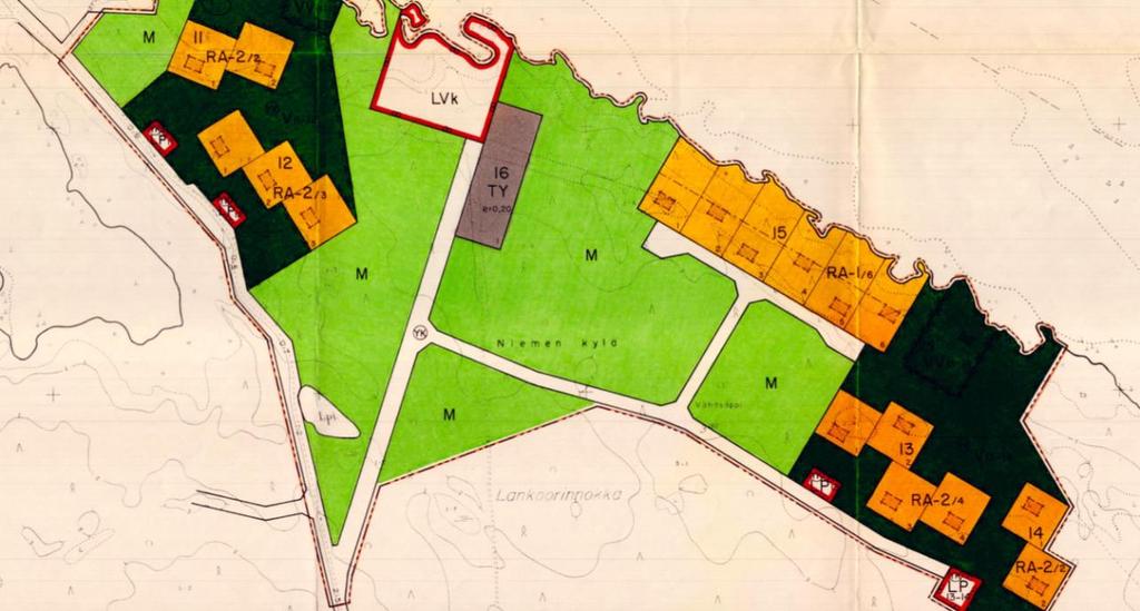 Kuva 5: Vuoden 1982 Lankoorin ranta-asemakaavan muutos 1.4. Rakennusjärjestys Eurajoen kunnan rakennusjärjestys on hyväksytty kunnanvaltuustossa 6.3.2017 ja se on tullut voimaan 20.4.2017. 1.5. Rakennuskiellot Suunnittelualueelle ei kohdistu rakennuskieltoja.