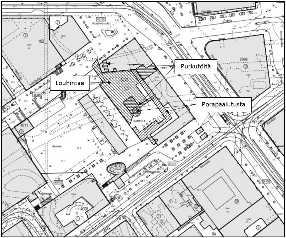 Helsingin kaupunki Pöytäkirja 2 (11) Ilmoitus koskee louhinta-, pontitus-, porapaalutus- ja purkutyötä 11.1. - 28.10.2016 osoitteessa Mannerheimintie 22-24 (Lasipalatsi, Amos Andersonin taidemuseo).