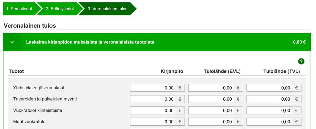 Laskelma kirjanpidon mukaisista