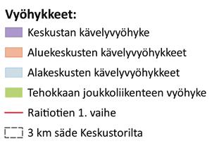 joukkoliikennevyöhyke Kaavavaiheen mitoitus Tarkistetaan kohteen sijainti vyöhykekartasta Lasketaan k-m 2 pohjainen auto- ja pyöräpaikkamäärä Mitoitustaulukot (päivitys tarpeen mukaan)