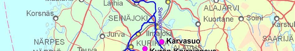 Sekä Karvasuon että Kyrön-Koirainnevan hankealueiden purkuvesistöt päätyvät lopulta Kyrönjokeen.