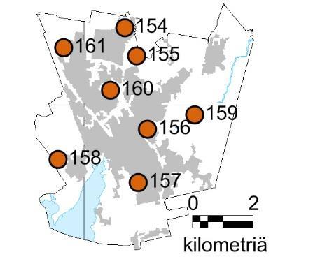 JÄRVENPÄÄ 8 taajama-alaa 0 tausta-alaa poistuvia tausta-aloja 0 Bioindikaattoriseurannan havaintoalat Järvenpään kaupungin