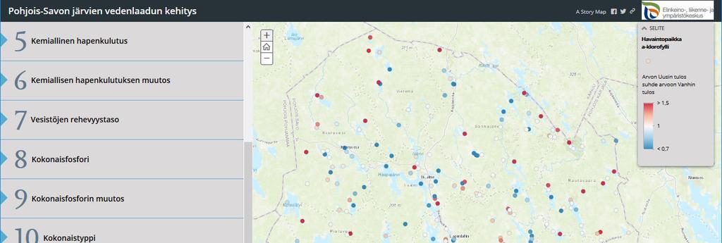 Uudet tietolähteet Visualisointi Pohjois-Savon järvien