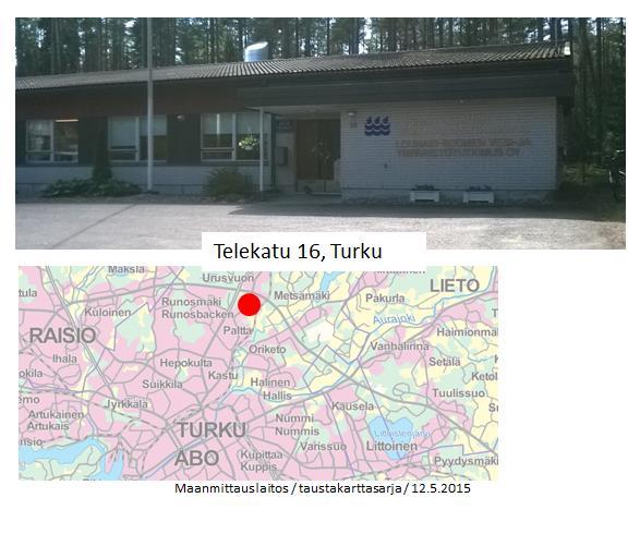 Lounais-Suomen vesiensuojeluyhdistys ry Toimipiste Turussa Kärsämäen kaupunginosassa Samoissa tiloissa toimii myös Lounais-Suomen vesi- ja