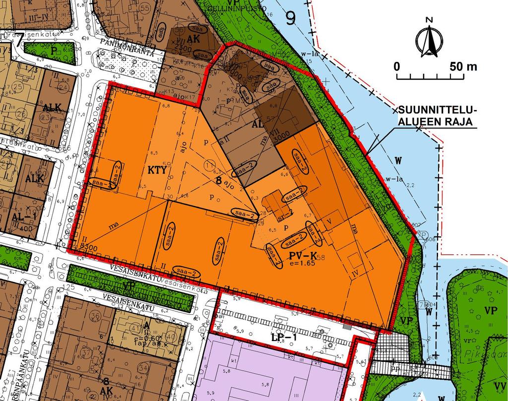 Kuva 3: ote Tornion yleiskaava 2021 Asemakaava Alueella on voimassa 21.3.2016 vahvistunut asemakaava.