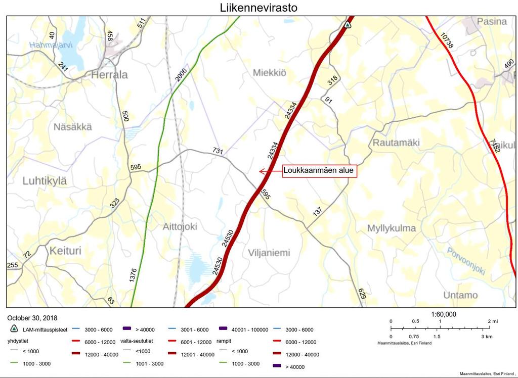Liikenne VE4 Loukkaanmäki Liikennöinti hankealueelle tapahtuisi valtatieltä 4 yhdystien 1631