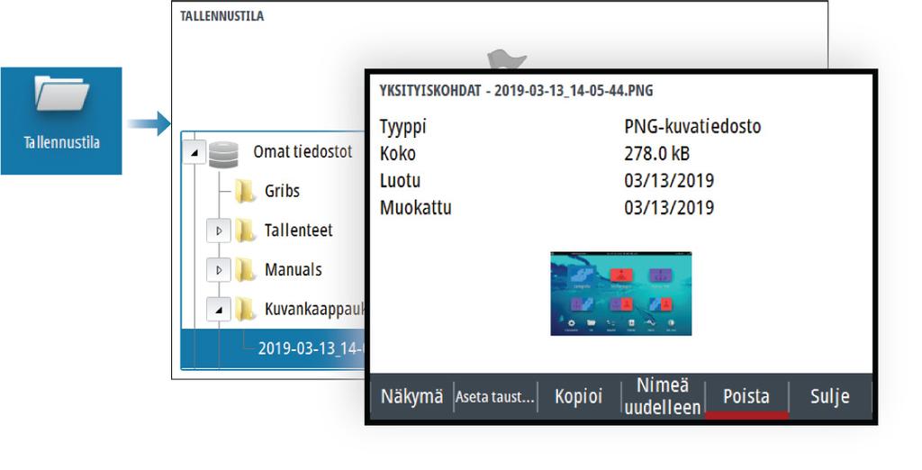 MOB-reittipisteeseen navigoinnin lopettaminen Järjestelmä näyttää navigointiohjeita