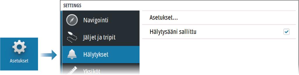 Viestin hyväksyminen Hälytysikkunassa näkyvät viestin hyväksymisasetukset vaihtelevat hälytyksen mukaan: Sulje Asettaa hälytyksen tilan hyväksytyksi.