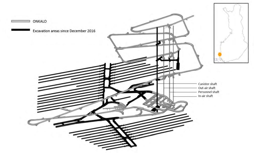 6 Figure 1-1. Overview of the rock characterization facility, ONKALO and the future final disposal facility with the geographic location of Olkiluoto (insert).
