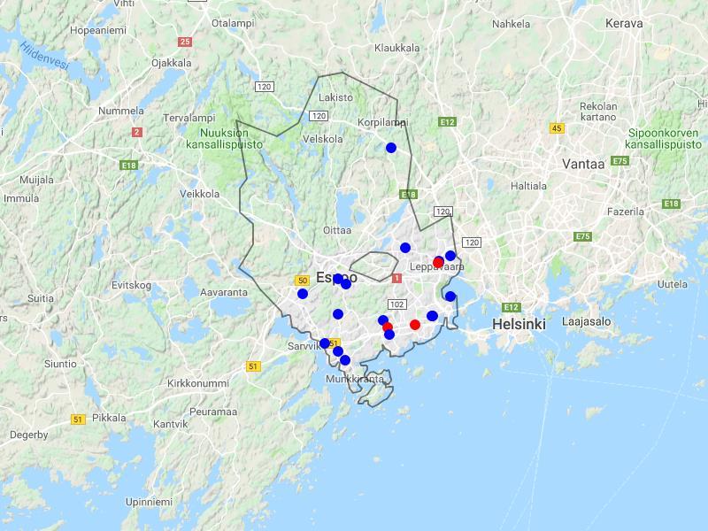 esimerkkikunnan tilanne nykyisten ja uusien