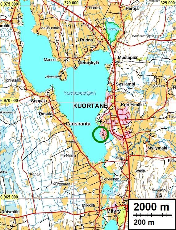 3 Yleiskartat Tutkimusalue on vihreän ympyrän sisällä.