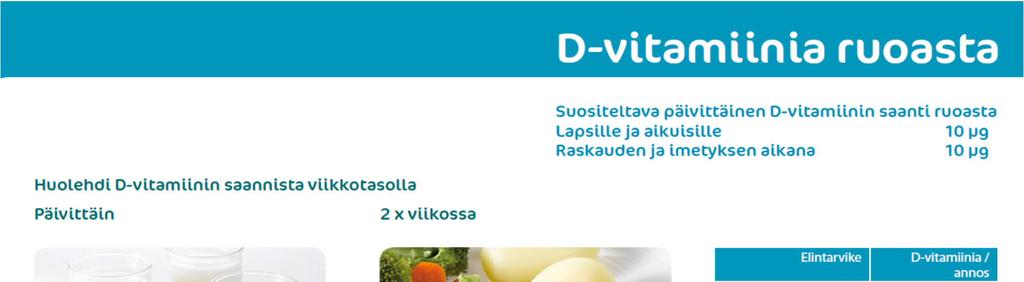 Kuva: Sydänliitto / Neuvokas perhe D-vitamiinivalmistetta suositellaan Ikääntyneille 20 ug/vrk (yli 75 v)