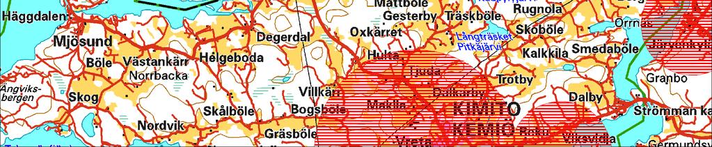 Analyysissä on huomioitu vain hankealueella olevat hankkeen tukikelpoisuutta rajoittavat alueet.