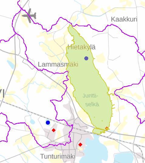 Esimerkki Pyhäjärven Junttiselkä (Vä): fosforikuorman merkittävyys suhteesa luonnonhuuhtoumaan Pellot: erittäin merkittävä