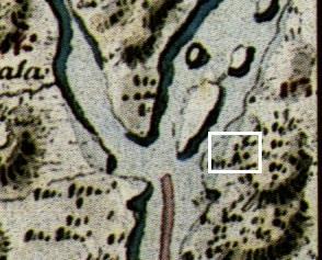 14 Vasemmalla: 1794 Kuninkaan kartassa tutkimusalueen seudulle on piirretty ainoastaan luonnonmuodostumia.