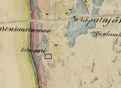 Havainnot vuoden 1876 topografisella kartalla.