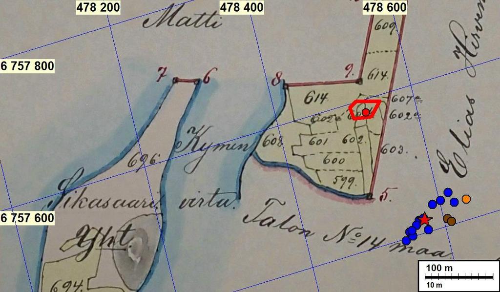 16 Havainnot vuoden 1899 omistuksia kuvaavalla kartalla.