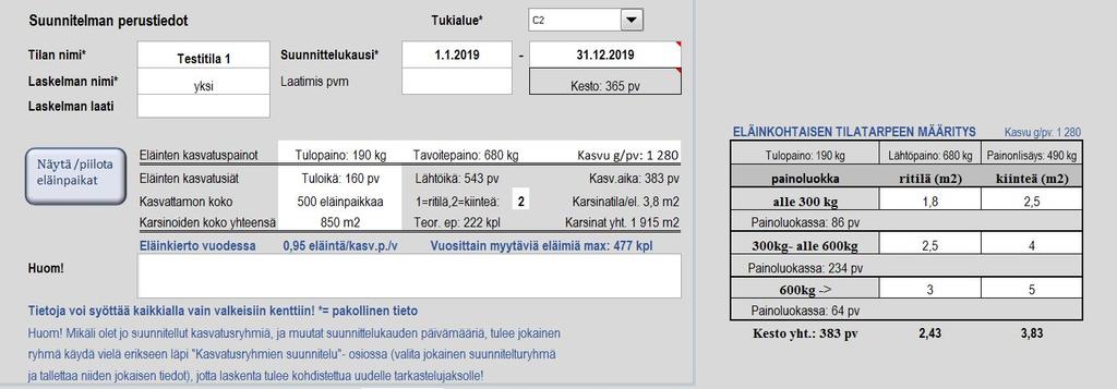 emulli2 2019 ohje 18.3.2019 18 10 Eläinpaikkamäärän arviointi Päävalinnan yhteydessä voidaan valita lisänä toiminto näytä/piilota eläinpaikat.