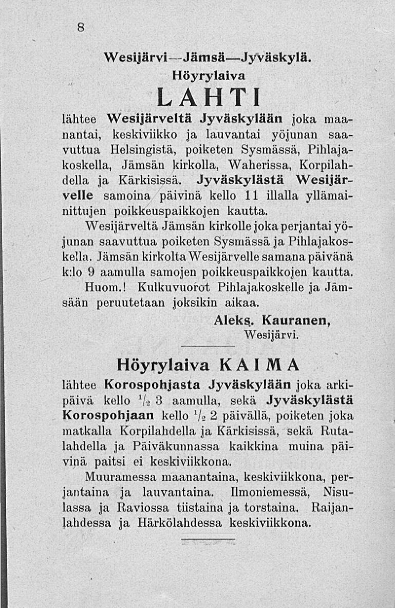 8 Wesijärvi Jämsä Jyväskylä.