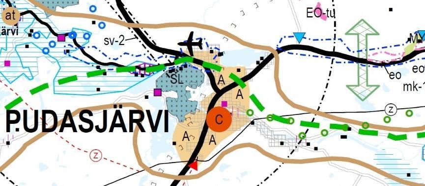 Ote maakuntakaavojen yhdistelmäkartasta (Pohjois-Pohjanmaan liitto, yhdistelmäkartta 5.11.2018). 2.3 Yleiskaava Kurenalan nykyinen osayleiskaava on laadittu vuonna 1984.