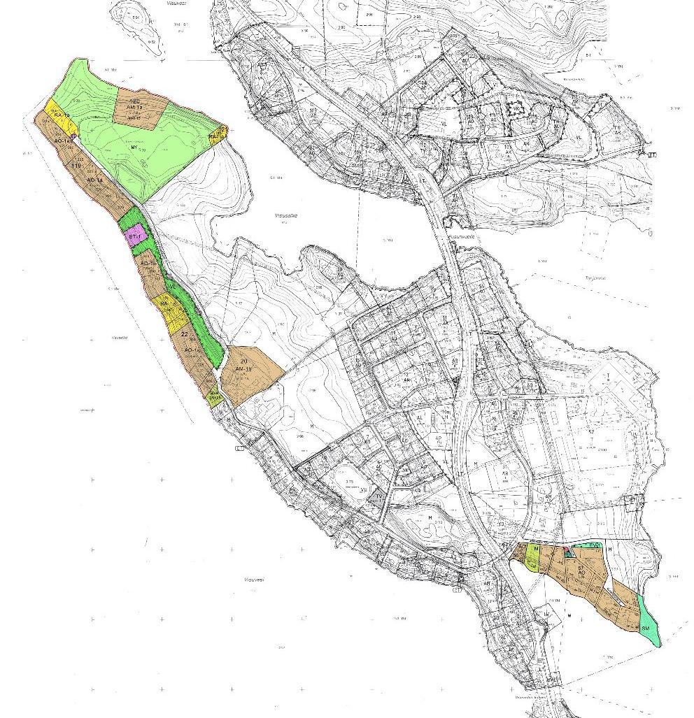 3 3.6 Asemakaava Suunnittelualueen länsiosassa on voimassa vuonna 21.1.1991 hyväksytty Visuveden asemakaava. Alueen itäpuolella, Vuolleniemen alueella, ei ole voimassa olevaa asemakaavaa.