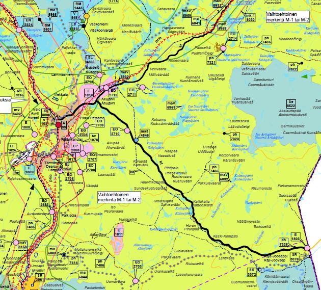 Metsätalous-, matkailu- ja poronhoitovaltainen alue M-2-merkinnän osoittaminen Inarin alueelle Pohjois-Lapin maakuntakaavassa 2040 osoitetaan Inarin alueella valmisteluaineiston vaihtoehdon 1