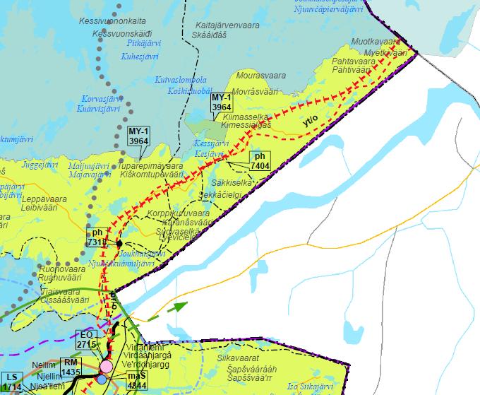 Yhdystie, ohjeellinen/vaihtoehtoinen Nellim-Paatsjoki ohjeellinen tieyhteys Tieyhteys on osoitettu