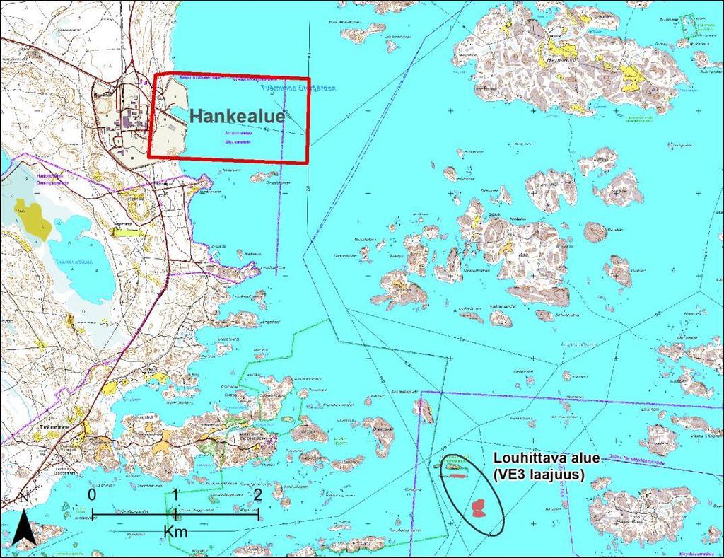 3.1.8. Väyläalueen louhinta Jos satama toteutetaan vaihtoehtojen 2, 2+, 3 tai 4 mukaisena, tarvitaan sataman sisääntuloväylän kunnostus ja louhintatyötä kauempana väylän varrella.