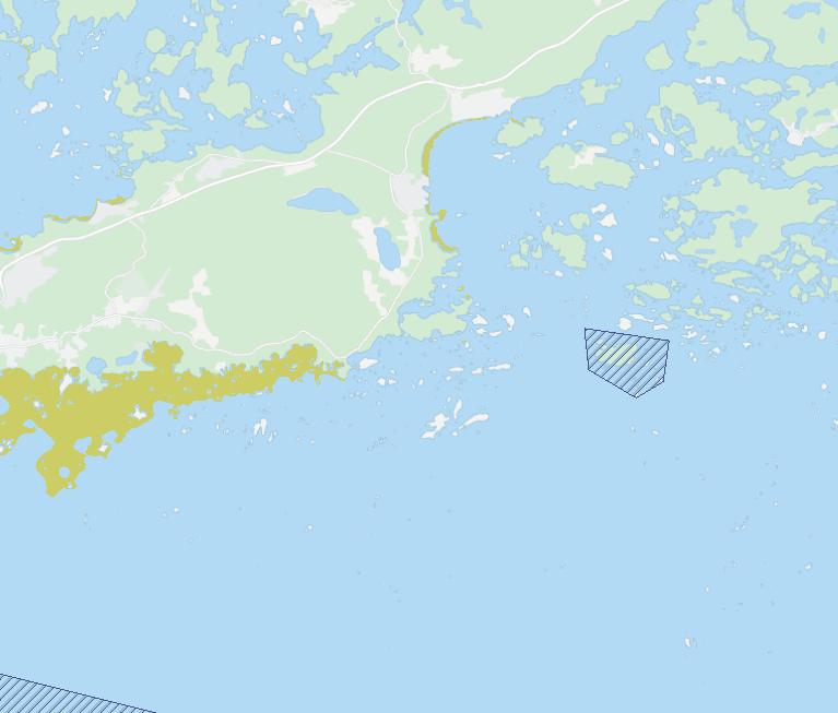 VELMU-tietokannan mukaan todennäköistä 'Vedenalaiset hiekkasärkät' - luontotyyppiä esiintyy Lappohjan rannoilla, ja laajemmin Hankoniemen etelärannalla (kuva 7-3).
