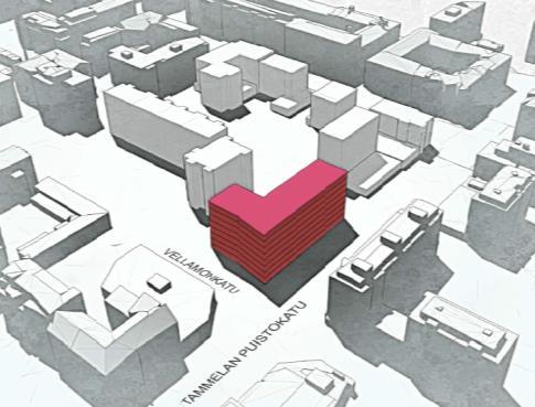 4.5 Vaikutukset kaupunkikuvaan, maisemaan, kulttuuriperintöön ja rakennettuun ympäristöön Tammelan puistokadun ja Vellamonkadun kulman kaupunkikuva muuttuu, kun tontin keskellä sijaitseva