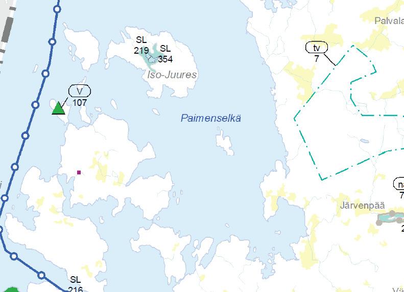 Kuva 4. Ote Päijät-Hämeen maakuntakaavasta 2014. Suunnittelualueen osien likimääräiset sijainnit on esitetty punaisilla ympyröillä. Rantayleiskaava Suunnittelualue kuuluu Sysmän kunnanvaltuuston 15.4.2013 ( 35) hyväksymän Päijänteen rantaalueiden osayleiskaavan muutoksen alueeseen.