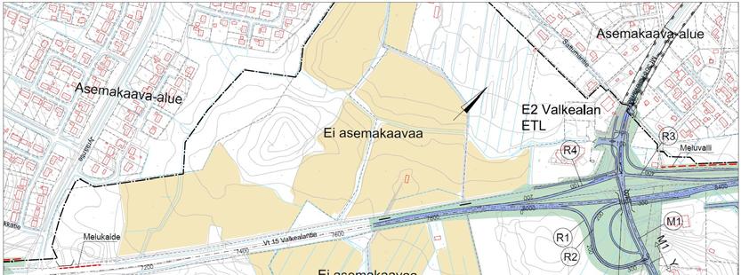 Kuva 6. Ote vt15 risteyksen aluevaraussuunnitelmasta 2015.