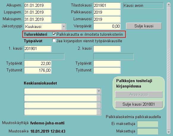 Lisätään korjattavat palkkalajirivit. Tässä esimerkissä PL1000:n summa on -100,00 euroa ja PL1750:n summa on 100,00 euroa. 3.
