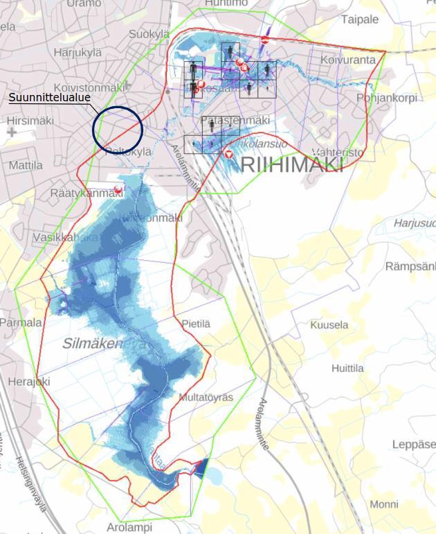 Tulvariskialue Suunnittelualueen itäpuolella kulkee Vantaanjoki, jonka tulvavaaravyöhyke ulottuu suunnittelualueen rajalle.